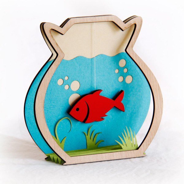 Intra απο ξύλο plywood 3mm-4mm πάχος - Ψάρια στην Τράπεζα Δίασταση 30x30 cm Intraeaxys-51rnyd76