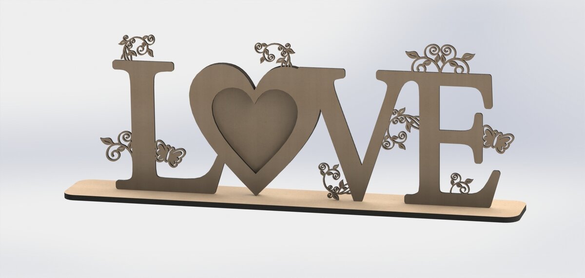 Σετ των 2 Intra απο ξύλο plywood 3mm-4mm πάχος - Love 3D Decoration Puzzle CNC σχέδια Δίασταση 10x10 cm Intraeaxys-6o3d037n