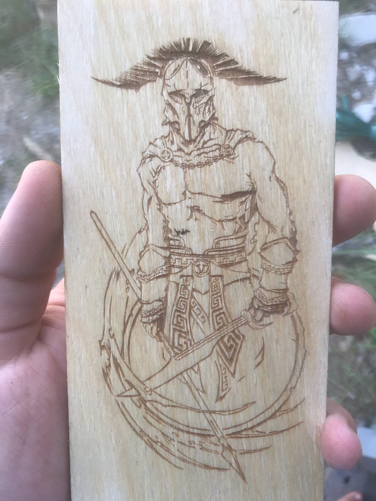 Intra απο ξύλο plywood 3mm-4mm πάχος - Χάραξη με λέιζερ Spartan Warrior Δίασταση 30x30 cm Intraeaxys-eo208p47