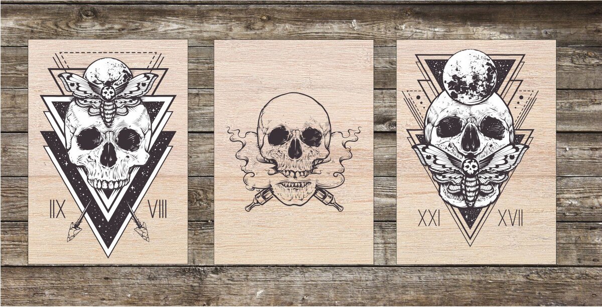 Intra απο ξύλο plywood 3mm-4mm πάχος - Χαρακτική με λέιζερ Skull Art Δίασταση 30x30 cm Intraeaxys-p7ymz257