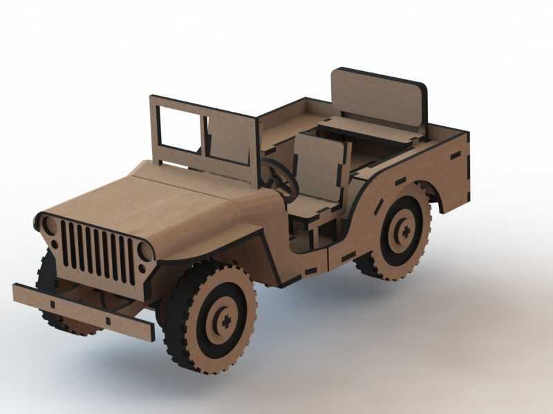 Intra απο ξύλο plywood 3mm-4mm πάχος - Jeep 3D Ξύλινο παζλ Δίασταση 30x30 cm Intraeaxys-yonj6g1r