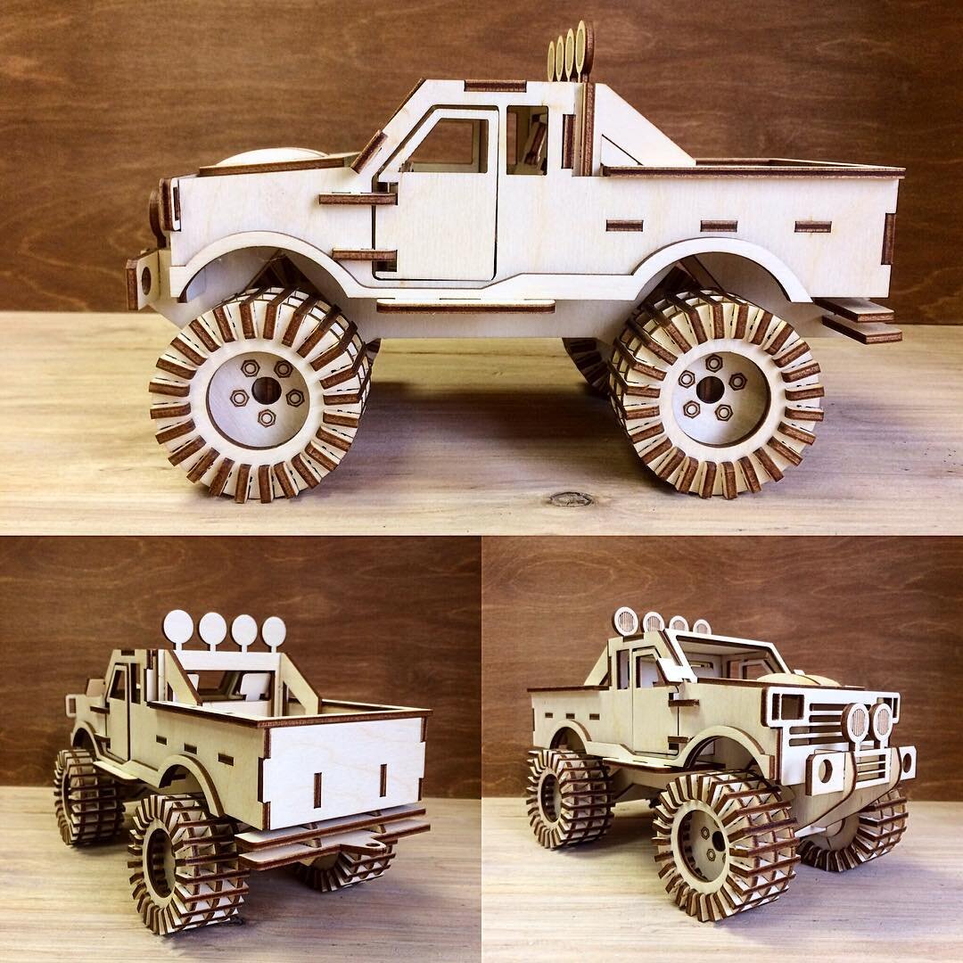 Intra απο ξύλο plywood 3mm-4mm πάχος - Monster Truck 3D Puzzle Δίασταση 30x30 cm Intraeaxys-zo9q441k
