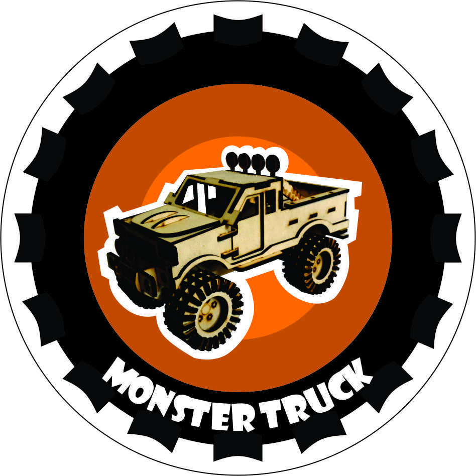 Intra απο ξύλο plywood 3mm-4mm πάχος - Monster Truck Δίασταση 30x30 cm Intraeaxys-qomp98o3