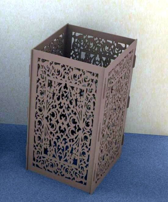 Intra απο ξύλο plywood 3mm-4mm πάχος - Ψηλό τετράγωνο βάζο Διακοσμητικό βάζο με λουλούδια Δίασταση 30x30 cm Intraeaxys-6o3yz537