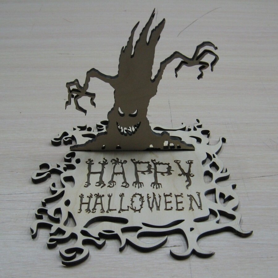 Intra απο ξύλο plywood 3mm-4mm πάχος - Happy Halloween μόνιμη διακόσμηση Ξύλινη επιγραφή Δίασταση 30x30 cm Intraeaxys-eo20wz67