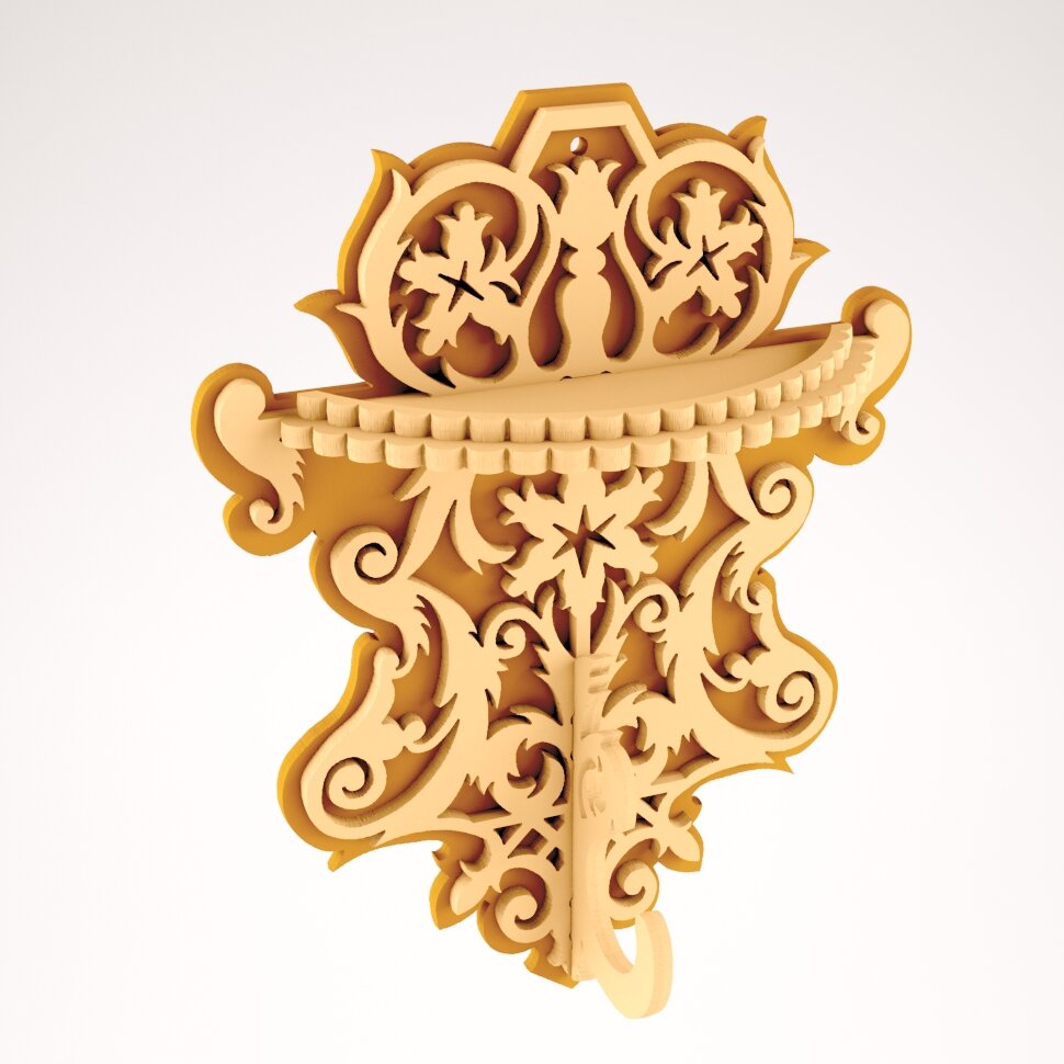 Intra απο ξύλο plywood 3mm-4mm πάχος - Διακοσμητικό ράφι τοίχου με γάντζους Δίασταση 30x30 cm Intraeaxys-r7vn451d