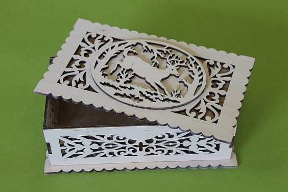 Intra απο ξύλο plywood 3mm-4mm πάχος - Shkatulka S Olenem – Chertezh Δίασταση 30x30 cm Intraeaxys-eo29zl78