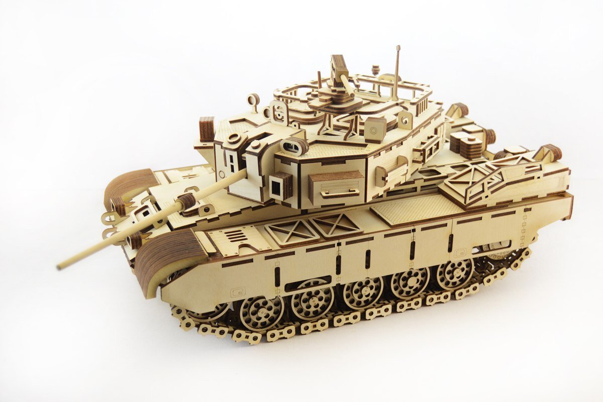 Intra απο ξύλο plywood 3mm-4mm πάχος - 3D Wood Tank Kit Puzzle χαραγμένο Δίασταση 30x30 cm Intraeaxys-lop4e3ow