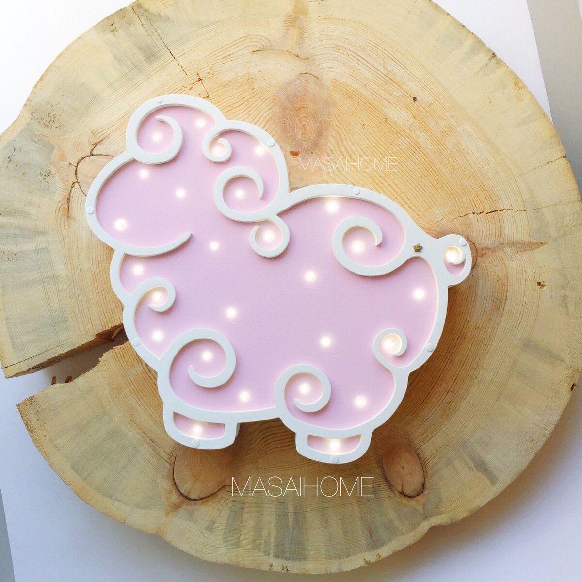 Intra απο ξύλο plywood 3mm-4mm πάχος - Sheep Night Light για Παιδικά Δωμάτια Δίασταση 30x30 cm Intraeaxys-6o3y63k7