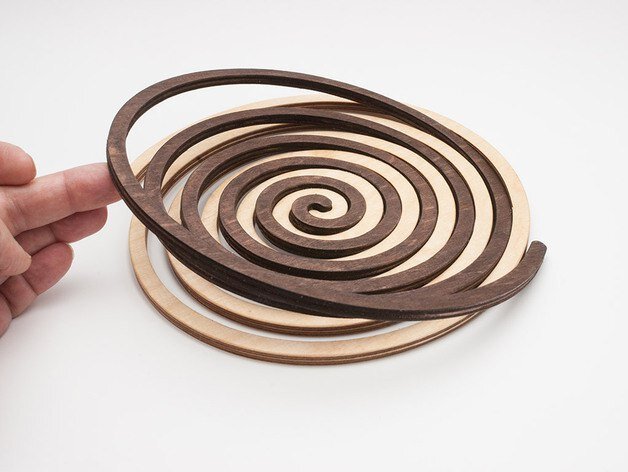 Intra απο ξύλο plywood 3mm-4mm πάχος - Srchimedes Spiral Trivet CNC Δίασταση 30x30 cm Intraeaxys-d1lqwx7m