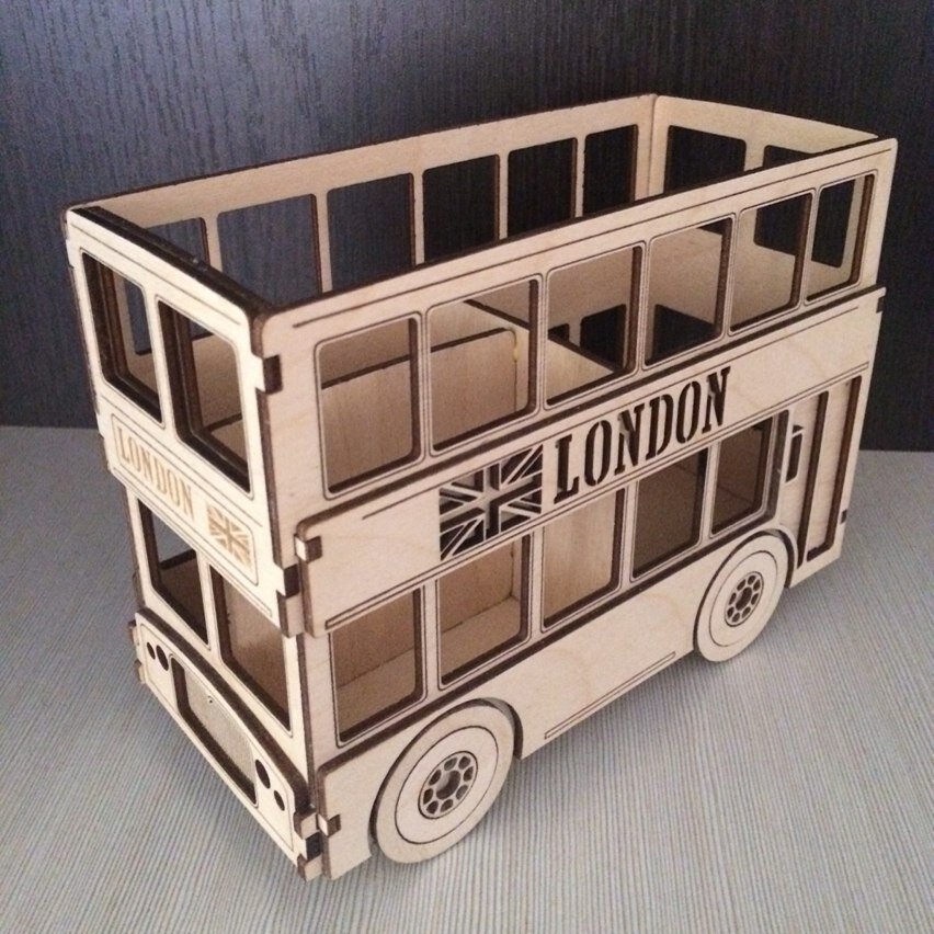 Intra απο ξύλο plywood 3mm-4mm πάχος - Λεωφορείο του Λονδίνου Δίασταση 30x30 cm Intraeaxys-d1lgnzom