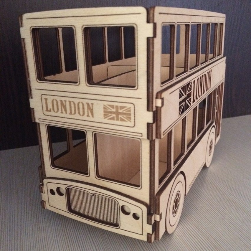 Intra απο ξύλο plywood 3mm-4mm πάχος - London Bus 3d Puzzle Δίασταση 30x30 cm Intraeaxys-voq9mj72