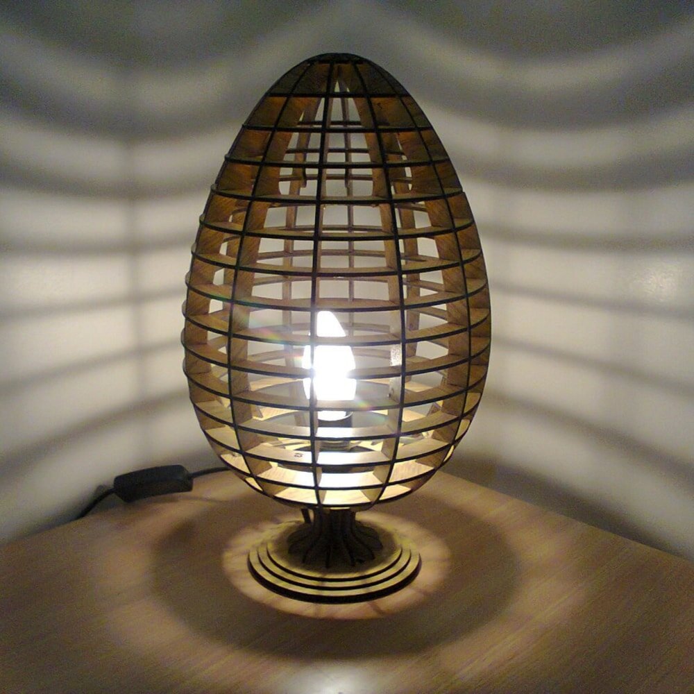 Intra απο ξύλο plywood 3mm-4mm πάχος - Επιτραπέζιο φωτιστικό αυγού Δίασταση 30x30 cm Intraeaxys-eo4qz497