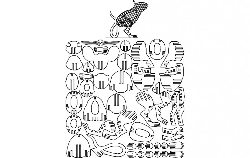Intra απο ξύλο plywood 3mm-4mm πάχος - Ποντίκι Δίασταση 30x30 cm Intraeaxys-075lpm1z