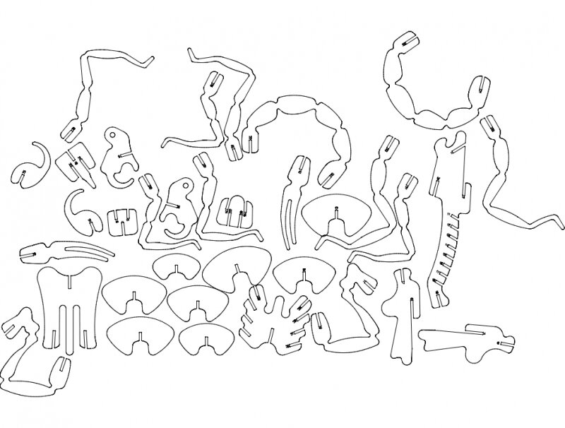 Intra απο ξύλο plywood 3mm-4mm πάχος - Escorpiao 3D παζλ Δίασταση 30x30 cm Intraeaxys-m1dred7k