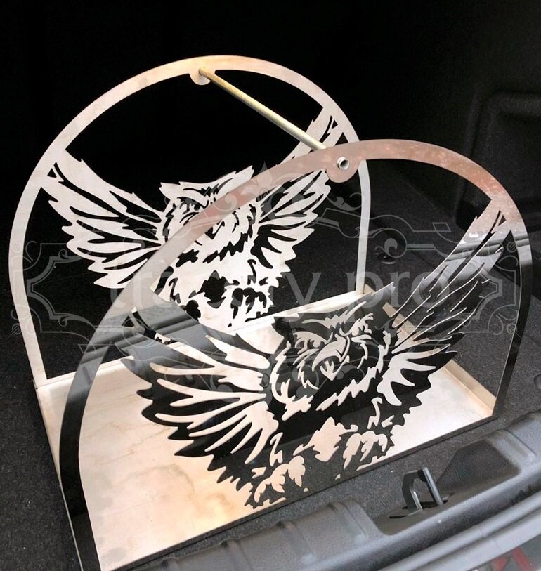 Intra απο ξύλο plywood 3mm-4mm πάχος - Flying Owl Μεταλλική θήκη για καυσόξυλα με λέιζερ Πρότυπο DWG Cut Plasma Δίασταση 30x30 cm Intraeaxys-d1lvx9po