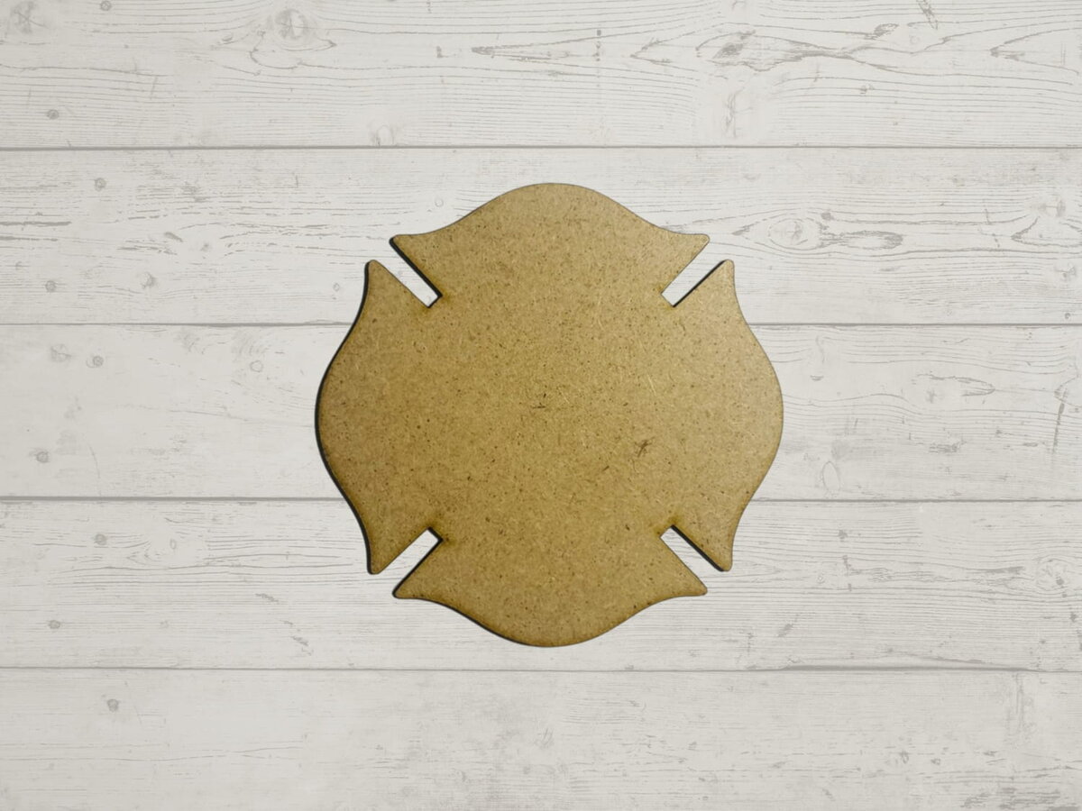 Intra απο ξύλο plywood 3mm-4mm πάχος - Fireman Badge Wood Shape Fireman Badge Wood Cutout Δίασταση 30x30 cm Intraeaxys-eo4qr3w7