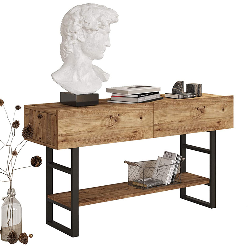 Κονσόλα Vien pakoworld oak-μαύρο 139x43x75,5εκ 176-000008 Κονσόλα Vien pakoworld oak-μαύρο 139x43x75,5εκ 176-000008
