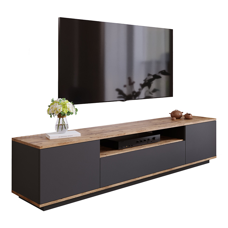 Έπιπλο τηλεόρασης Soren pakoworld sonoma-ανθρακί 180x.44.5×44.6εκ 176-000056 Έπιπλο τηλεόρασης Soren pakoworld sonoma-ανθρακί 180x.44.5×44.6εκ 176-000056