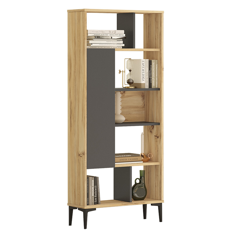 Βιβλιοθήκη Neville pakoworld φυσικό-ανθρακί 72x25x163.3εκ 176-000074 Βιβλιοθήκη Neville pakoworld φυσικό-ανθρακί 72x25x163.3εκ 176-000074