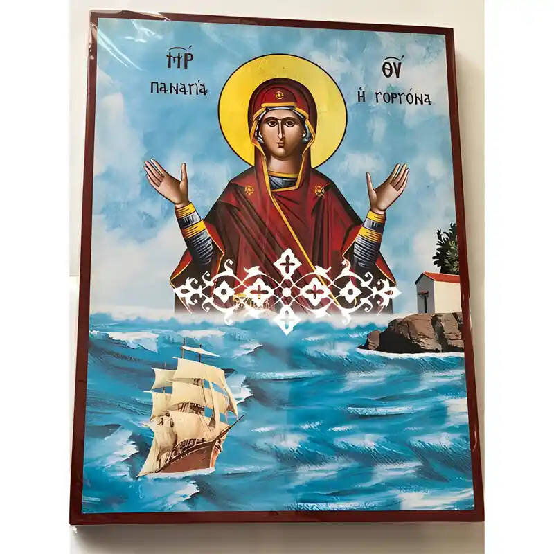 Εικόνα Ορθοδοξίας με περίγραμμα χρυσό σε ξύλο Φλαμουρίας  με  βάση Εικόνα Παναγία Γοργόνα Χειροποίητη Ελληνορθόδοξη , Κρεμαστή πλάκα βυζαντινής τέχνης, χριστιανική τέχνη Διάσταση 40x30 cm (15,8 x 11,8 ίντσες) INTRAEK-294670380