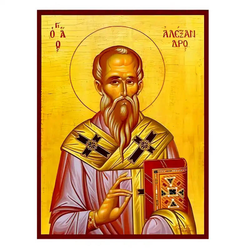 Εικόνα Ορθοδοξίας με περίγραμμα χρυσό σε ξύλο Φλαμουρίας  με  βάση Εικόνα Άγιος Αλέξανδρος Πατριάρχης Κωνσταντινουπόλεως Χειροποίητη Ελληνορθόδοξη , Κρεμαστή πλάκα βυζαντινής τέχνης, χριστιανική τέχνη Διάσταση 40x30 cm (15,8 x 11,8 ίντσες) INTRAEK-2946703