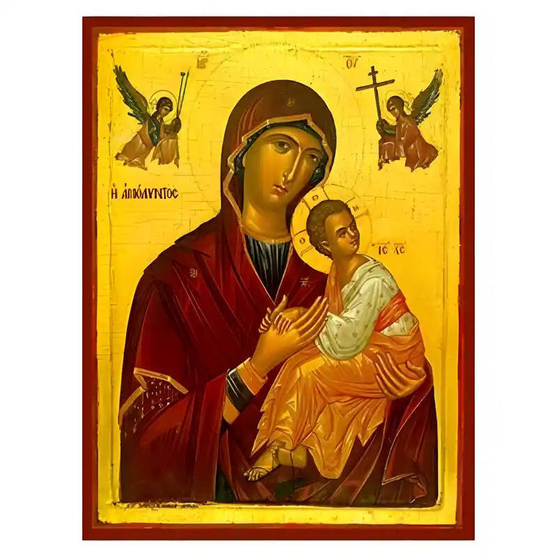 Εικόνα Ορθοδοξίας με περίγραμμα χρυσό σε ξύλο Φλαμουρίας  με  βάση Εικόνα Παναγία Αμόλυντος Χειροποίητη Ελληνορθόδοξη , Κρεμαστή πλάκα βυζαντινής τέχνης, χριστιανική τέχνη Διάσταση 45x35 cm (17,7 x 13,8 ίντσες) INTRAEK-6294671330