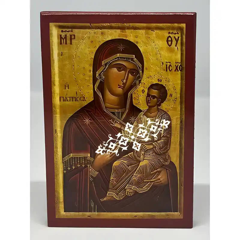 Εικόνα Ορθοδοξίας με περίγραμμα χρυσό σε ξύλο Φλαμουρίας  με  βάση Εικόνα Παναγία Γιάτρισσα Χειροποίητη Ελληνορθόδοξη , Κρεμαστή πλάκα βυζαντινής τέχνης, χριστιανική τέχνη Διάσταση 45x35 cm (17,7 x 13,8 ίντσες) INTRAEK-6294671321
