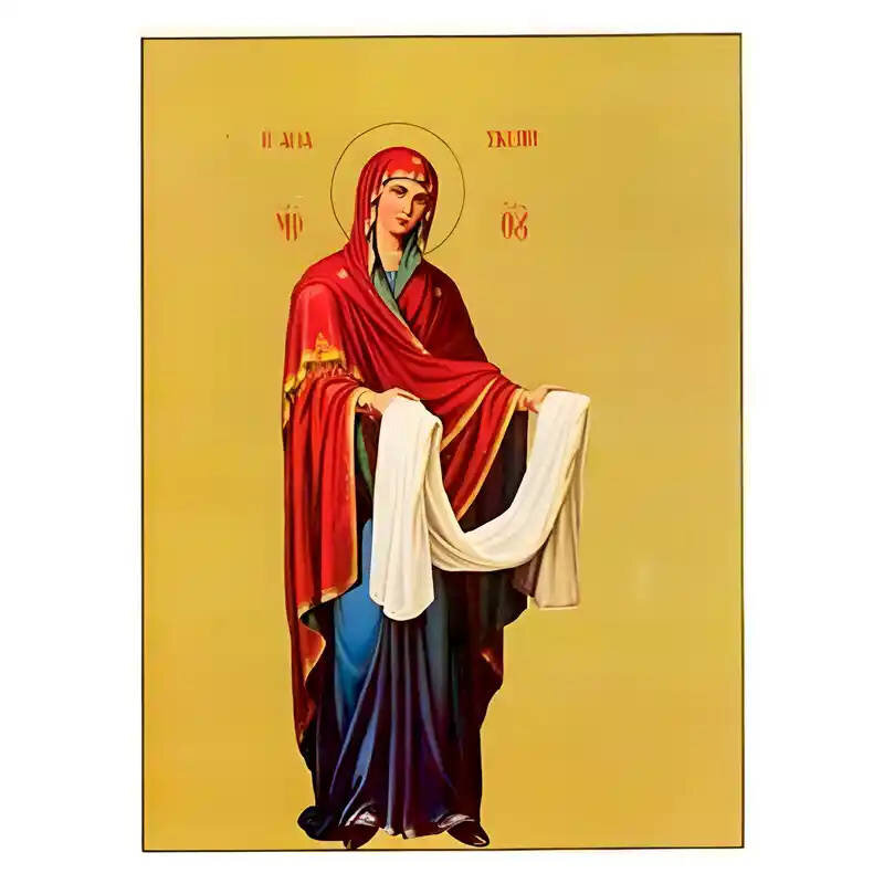 Εικόνα Ορθοδοξίας με περίγραμμα χρυσό σε ξύλο Φλαμουρίας  με  βάση Εικόνα Παναγία η Αγία Σκέπη Χειροποίητη Ελληνορθόδοξη , Κρεμαστή πλάκα βυζαντινής τέχνης, χριστιανική τέχνη Διάσταση 45x35 cm (17,7 x 13,8 ίντσες) INTRAEK-6294671276