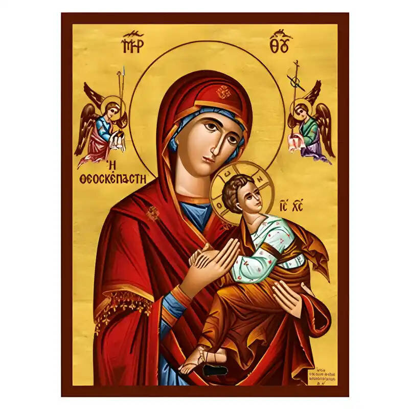 Εικόνα Ορθοδοξίας με περίγραμμα χρυσό σε ξύλο Φλαμουρίας  με  βάση Εικόνα Παναγία Θεοσκέπαστη Χειροποίητη Ελληνορθόδοξη , Κρεμαστή πλάκα βυζαντινής τέχνης, χριστιανική τέχνη Διάσταση 45x35 cm (17,7 x 13,8 ίντσες) INTRAEK-6294671271