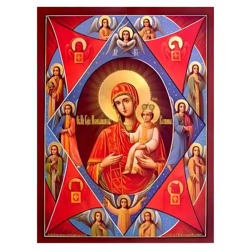 Εικόνα Ορθοδοξίας με περίγραμμα χρυσό σε ξύλο Φλαμουρίας  με  βάση Εικόνα Παναγία με Χριστό, η Βάτος Χειροποίητη Ελληνορθόδοξη , Κρεμαστή πλάκα βυζαντινής τέχνης, χριστιανική τέχνη Διάσταση 45x35 cm (17,7 x 13,8 ίντσες) INTRAEK-6294671260
