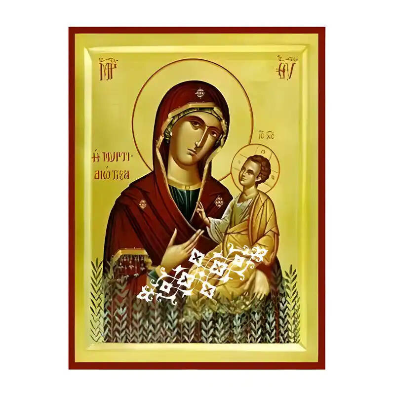 Εικόνα Ορθοδοξίας με περίγραμμα χρυσό σε ξύλο Φλαμουρίας  με  βάση Εικόνα Παναγία Μυρτιδιώτισσα Χειροποίητη Ελληνορθόδοξη , Κρεμαστή πλάκα βυζαντινής τέχνης, χριστιανική τέχνη Διάσταση 45x35 cm (17,7 x 13,8 ίντσες) INTRAEK-6294671248