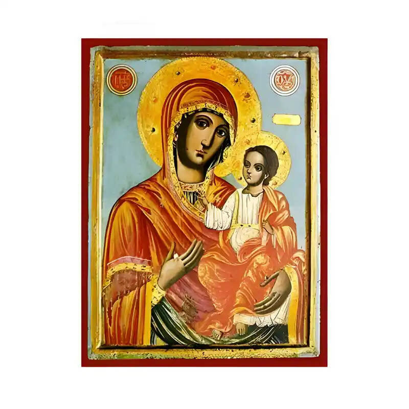 Εικόνα Ορθοδοξίας με περίγραμμα χρυσό σε ξύλο Φλαμουρίας  με  βάση Εικόνα Παναγία Οδηγήτρια Χειροποίητη Ελληνορθόδοξη , Κρεμαστή πλάκα βυζαντινής τέχνης, χριστιανική τέχνη Διάσταση 45x35 cm (17,7 x 13,8 ίντσες) INTRAEK-6294671245