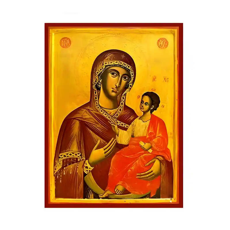 Εικόνα Ορθοδοξίας με περίγραμμα χρυσό σε ξύλο Φλαμουρίας  με  βάση Εικόνα Παναγία Οδηγήτρια Χειροποίητη Ελληνορθόδοξη , Κρεμαστή πλάκα βυζαντινής τέχνης, χριστιανική τέχνη Διάσταση 45x35 cm (17,7 x 13,8 ίντσες) INTRAEK-6294671237
