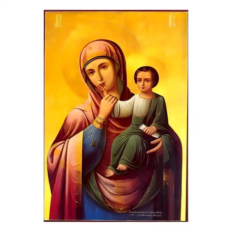 Εικόνα Ορθοδοξίας με περίγραμμα χρυσό σε ξύλο Φλαμουρίας  με  βάση Εικόνα Παναγία Παραμυθία Χειροποίητη Ελληνορθόδοξη , Κρεμαστή πλάκα βυζαντινής τέχνης, χριστιανική τέχνη Διάσταση 45x35 cm (17,7 x 13,8 ίντσες) INTRAEK-6294671226