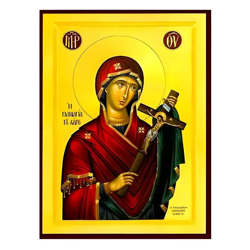 Εικόνα Ορθοδοξίας με περίγραμμα χρυσό σε ξύλο Φλαμουρίας  με  βάση Εικόνα Παναγία του Χάρου Χειροποίητη Ελληνορθόδοξη , Κρεμαστή πλάκα βυζαντινής τέχνης, χριστιανική τέχνη Διάσταση 45x35 cm (17,7 x 13,8 ίντσες) INTRAEK-6294671198