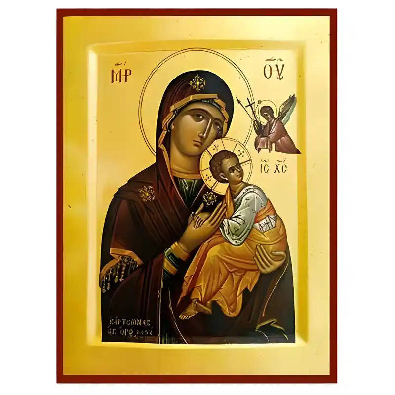 Εικόνα Ορθοδοξίας με περίγραμμα χρυσό σε ξύλο Φλαμουρίας  με  βάση Εικόνα Παναγία Φοβερά Προστασία Χειροποίητη Ελληνορθόδοξη , Κρεμαστή πλάκα βυζαντινής τέχνης, χριστιανική τέχνη Διάσταση 45x35 cm (17,7 x 13,8 ίντσες) INTRAEK-6294671190