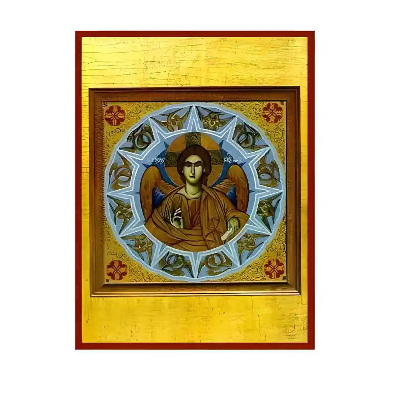 Εικόνα Ορθοδοξίας με περίγραμμα χρυσό σε ξύλο Φλαμουρίας  με  βάση Εικόνα Άγγελος Μεγάλης Βουλής Χειροποίητη Ελληνορθόδοξη , Κρεμαστή πλάκα βυζαντινής τέχνης, χριστιανική τέχνη Διάσταση 45x35 cm (17,7 x 13,8 ίντσες) INTRAEK-6294671174