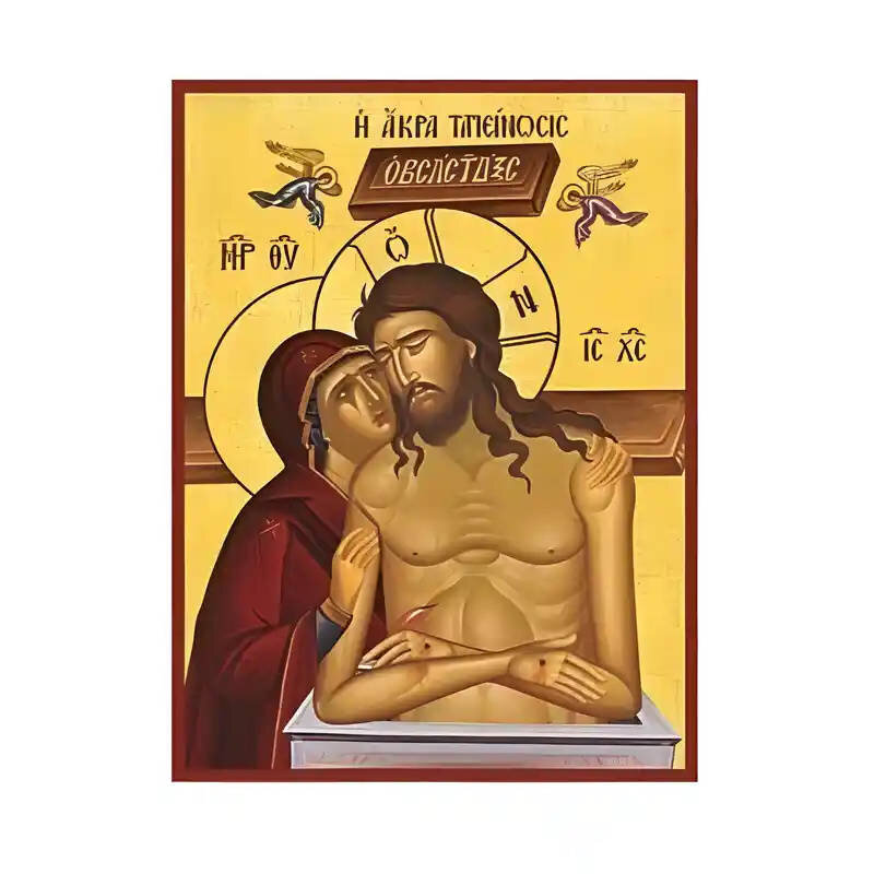 Εικόνα Ορθοδοξίας με περίγραμμα χρυσό σε ξύλο Φλαμουρίας  με  βάση Εικόνα Άκρα Ταπείνωση Χειροποίητη Ελληνορθόδοξη , Κρεμαστή πλάκα βυζαντινής τέχνης, χριστιανική τέχνη Διάσταση 45x35 cm (17,7 x 13,8 ίντσες) INTRAEK-6294671051