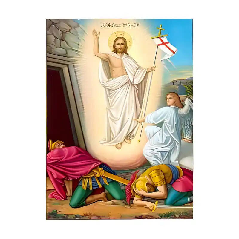 Εικόνα Ορθοδοξίας με περίγραμμα χρυσό σε ξύλο Φλαμουρίας  με  βάση Εικόνα Ανάσταση Χριστού Χειροποίητη Ελληνορθόδοξη , Κρεμαστή πλάκα βυζαντινής τέχνης, χριστιανική τέχνη Διάσταση 45x35 cm (17,7 x 13,8 ίντσες) INTRAEK-6294671041