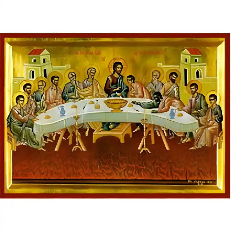Εικόνα Ορθοδοξίας με περίγραμμα χρυσό σε ξύλο Φλαμουρίας  με  βάση Εικόνα Μυστικός Δείπνος Χειροποίητη Ελληνορθόδοξη , Κρεμαστή πλάκα βυζαντινής τέχνης, χριστιανική τέχνη Διάσταση 45x35 cm (17,7 x 13,8 ίντσες) INTRAEK-6294670971
