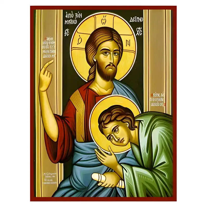 Εικόνα Ορθοδοξίας με περίγραμμα χρυσό σε ξύλο Φλαμουρίας  με  βάση Εικόνα Μυστικός Δείπνος, Λεπτομέρεια Χειροποίητη Ελληνορθόδοξη , Κρεμαστή πλάκα βυζαντινής τέχνης, χριστιανική τέχνη Διάσταση 45x35 cm (17,7 x 13,8 ίντσες) INTRAEK-6294670968