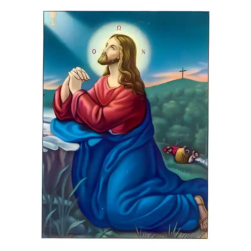 Εικόνα Ορθοδοξίας με περίγραμμα χρυσό σε ξύλο Φλαμουρίας  με  βάση Εικόνα Προσευχή εις Γεθσημανή Χειροποίητη Ελληνορθόδοξη , Κρεμαστή πλάκα βυζαντινής τέχνης, χριστιανική τέχνη Διάσταση 45x35 cm (17,7 x 13,8 ίντσες) INTRAEK-6294670953