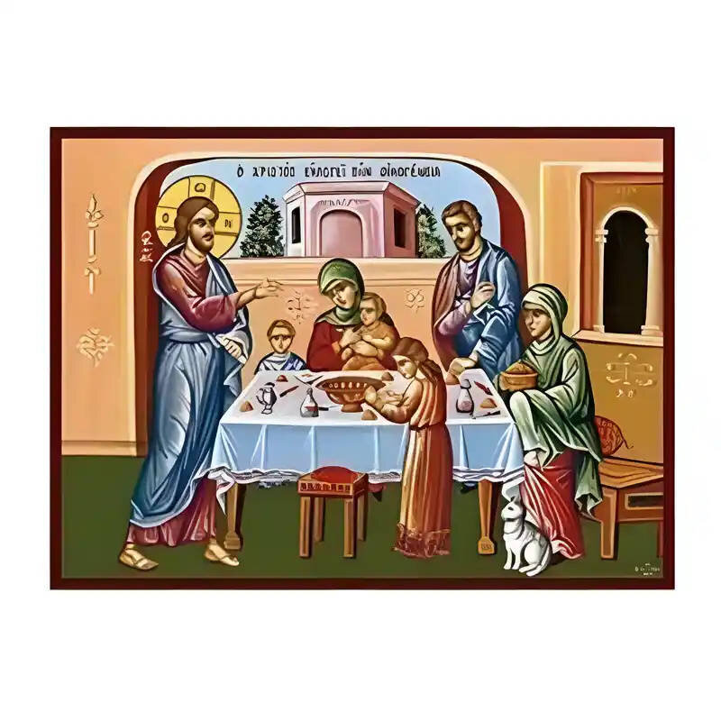 Εικόνα Ορθοδοξίας με περίγραμμα χρυσό σε ξύλο Φλαμουρίας  με  βάση Εικόνα Χριστός Ευλογεί την οικογένεια Χειροποίητη Ελληνορθόδοξη , Κρεμαστή πλάκα βυζαντινής τέχνης, χριστιανική τέχνη Διάσταση 45x35 cm (17,7 x 13,8 ίντσες) INTRAEK-6294670783