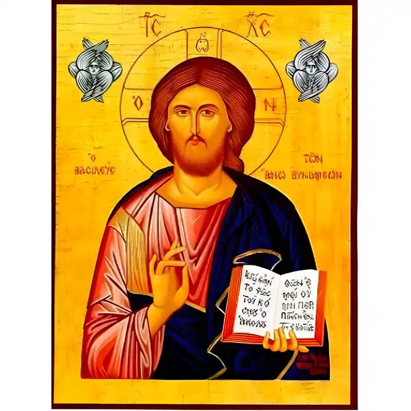 Εικόνα Ορθοδοξίας με περίγραμμα χρυσό σε ξύλο Φλαμουρίας  με  βάση Εικόνα Χριστός Ευλογών Χειροποίητη Ελληνορθόδοξη , Κρεμαστή πλάκα βυζαντινής τέχνης, χριστιανική τέχνη Διάσταση 45x35 cm (17,7 x 13,8 ίντσες) INTRAEK-6294670782