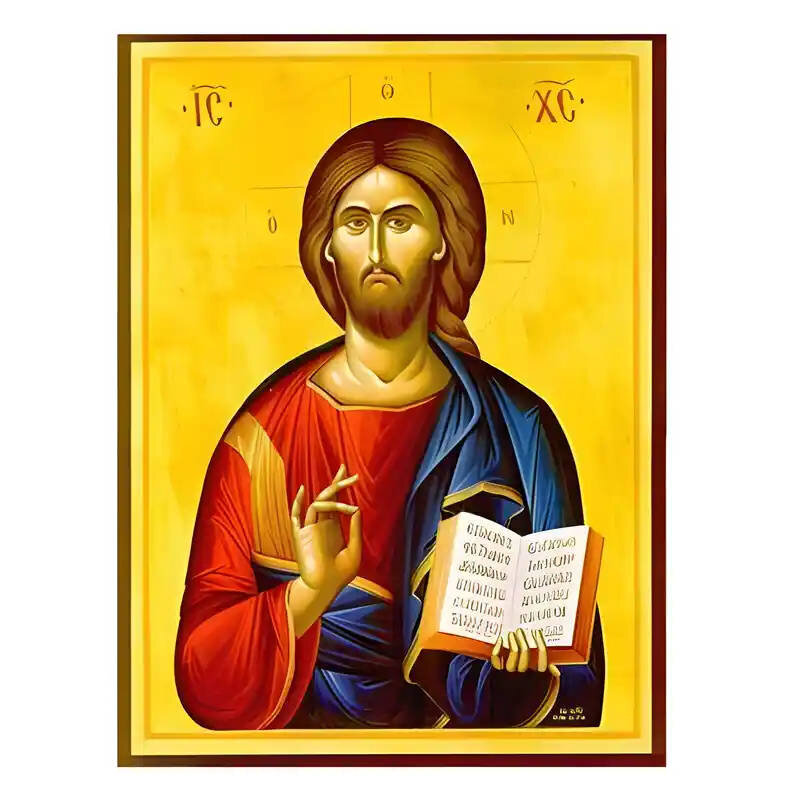 Εικόνα Ορθοδοξίας με περίγραμμα χρυσό σε ξύλο Φλαμουρίας  με  βάση Εικόνα Χριστός Ευλογών Χειροποίητη Ελληνορθόδοξη , Κρεμαστή πλάκα βυζαντινής τέχνης, χριστιανική τέχνη Διάσταση 45x35 cm (17,7 x 13,8 ίντσες) INTRAEK-6294670780