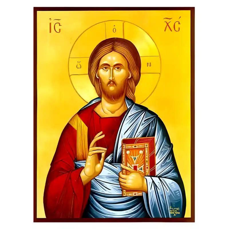Εικόνα Ορθοδοξίας με περίγραμμα χρυσό σε ξύλο Φλαμουρίας  με  βάση Εικόνα Χριστός Ευλογών Χειροποίητη Ελληνορθόδοξη , Κρεμαστή πλάκα βυζαντινής τέχνης, χριστιανική τέχνη Διάσταση 45x35 cm (17,7 x 13,8 ίντσες) INTRAEK-6294670770