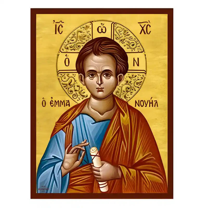 Εικόνα Ορθοδοξίας με περίγραμμα χρυσό σε ξύλο Φλαμουρίας  με  βάση Εικόνα Χριστός Ευλογών, ο Εμμανουήλ Χειροποίητη Ελληνορθόδοξη , Κρεμαστή πλάκα βυζαντινής τέχνης, χριστιανική τέχνη Διάσταση 45x35 cm (17,7 x 13,8 ίντσες) INTRAEK-6294670765