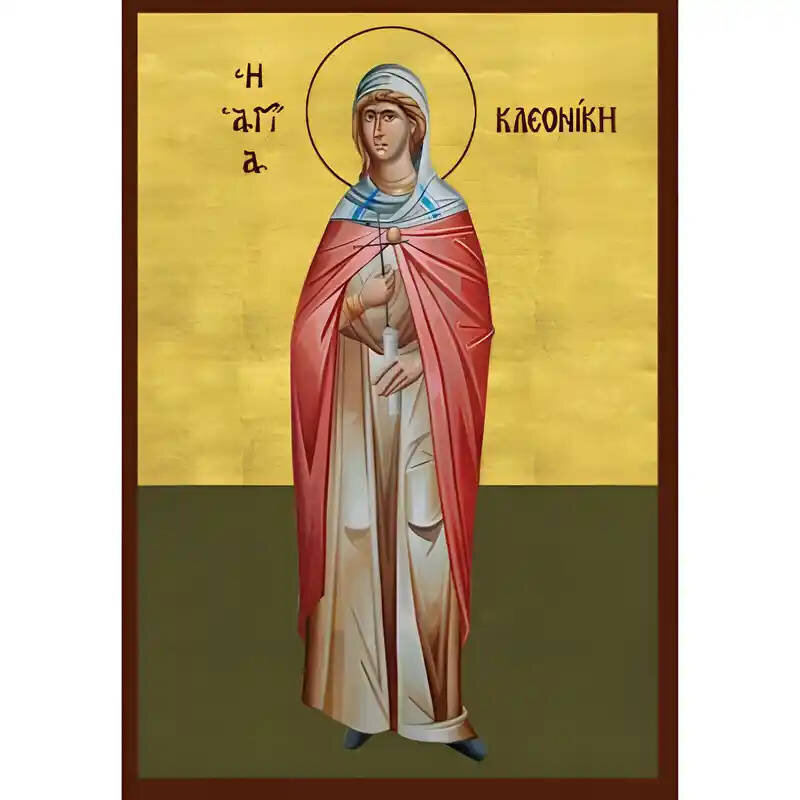 Εικόνα Ορθοδοξίας με περίγραμμα χρυσό σε ξύλο Φλαμουρίας  με  βάση Εικόνα Άγια  Κλεόνικη Χειροποίητη Ελληνορθόδοξη , Κρεμαστή πλάκα βυζαντινής τέχνης, χριστιανική τέχνη Διάσταση 45x35 cm (17,7 x 13,8 ίντσες) INTRAEK-6294670714