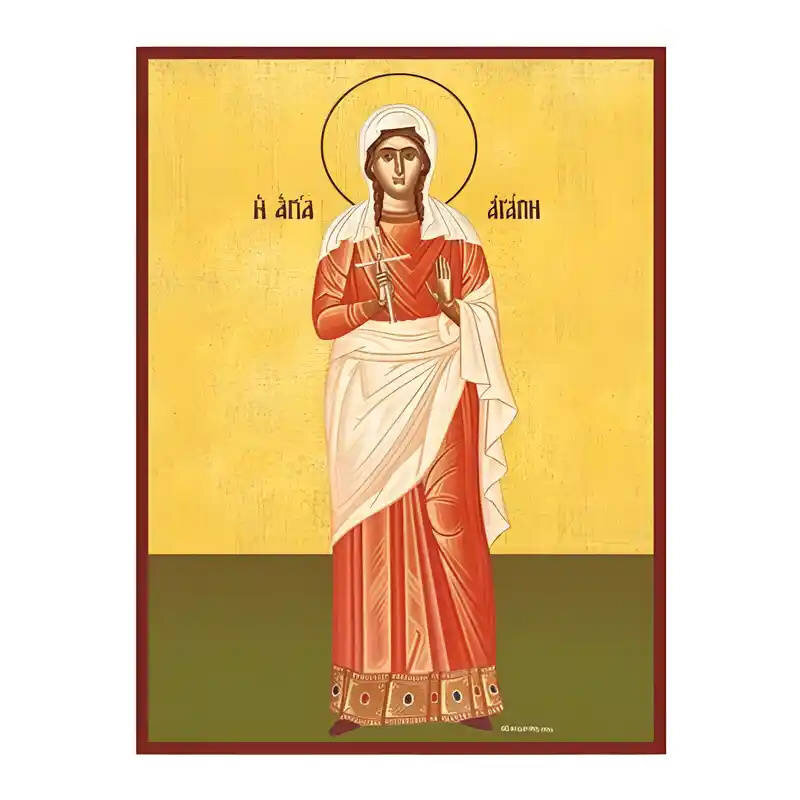 Εικόνα Ορθοδοξίας με περίγραμμα χρυσό σε ξύλο Φλαμουρίας  με  βάση Εικόνα Αγία Αγάπη Χειροποίητη Ελληνορθόδοξη , Κρεμαστή πλάκα βυζαντινής τέχνης, χριστιανική τέχνη Διάσταση 45x35 cm (17,7 x 13,8 ίντσες) INTRAEK-6294670712
